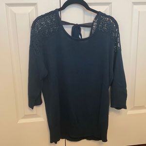 Deep Teal Crochet Sweater